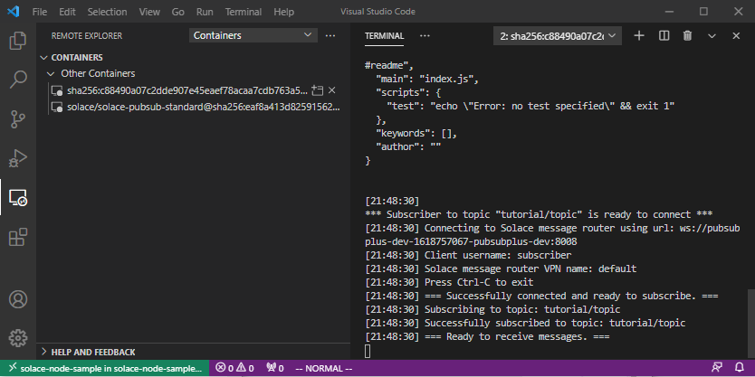 sample subscriber output